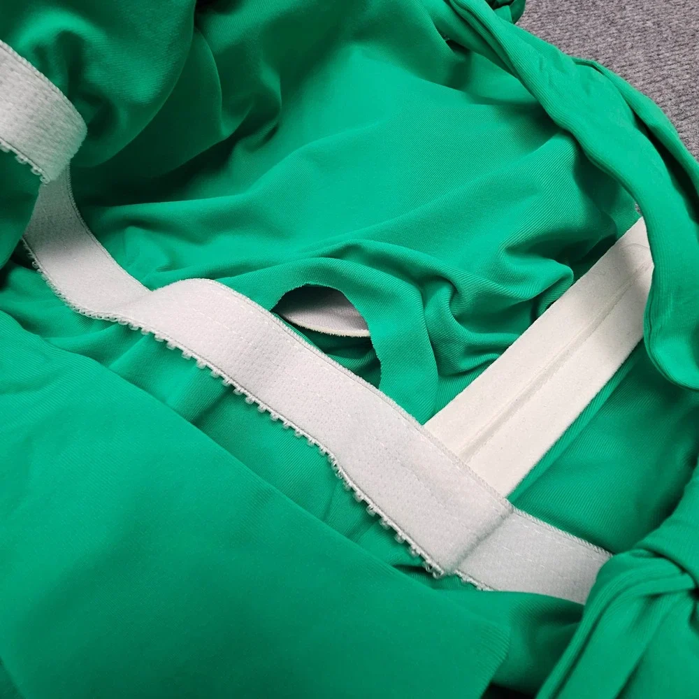 BECCA ETC One Piece Swimsuit Womens 2X Green Ruched Knot Detail Swimwear NEW